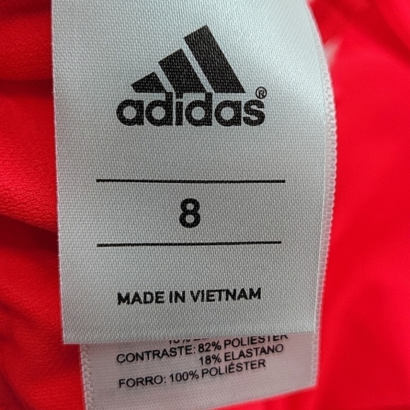 Adidas Cross Back Triangle bikini Top Neon Red & White 8 - Picture 11 of 15